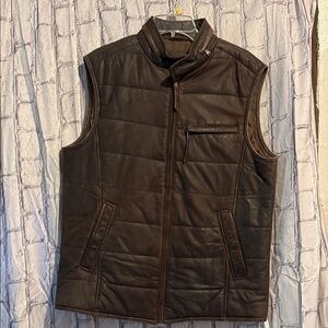 Stetson Mens Leather Puffy Vest Brown MD